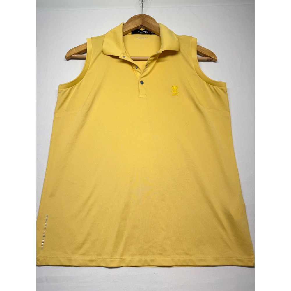 RLX Ralph Lauren Golf Sleeveless‎ Polo Yellow Performance Top Womens M Athletic